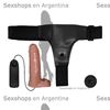 Arnes con dildo y testiculos con vibrador regulable